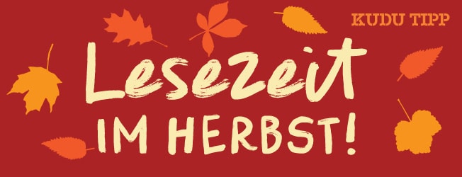 Grafisch gestaltetes buntes Herbstlaub segelt hinab. Per Klick landet man bei weiteren Infos zu Herbstbüchern.